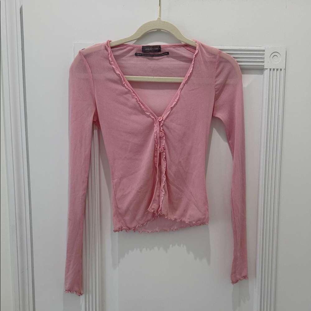 Urban Outfitters Pink Button Down Long Sleeve Top